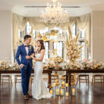 Newlywed locked arms