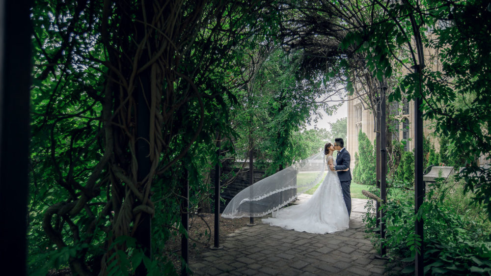 Kissing newlywed