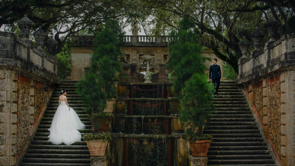 Newlyweds and stairs